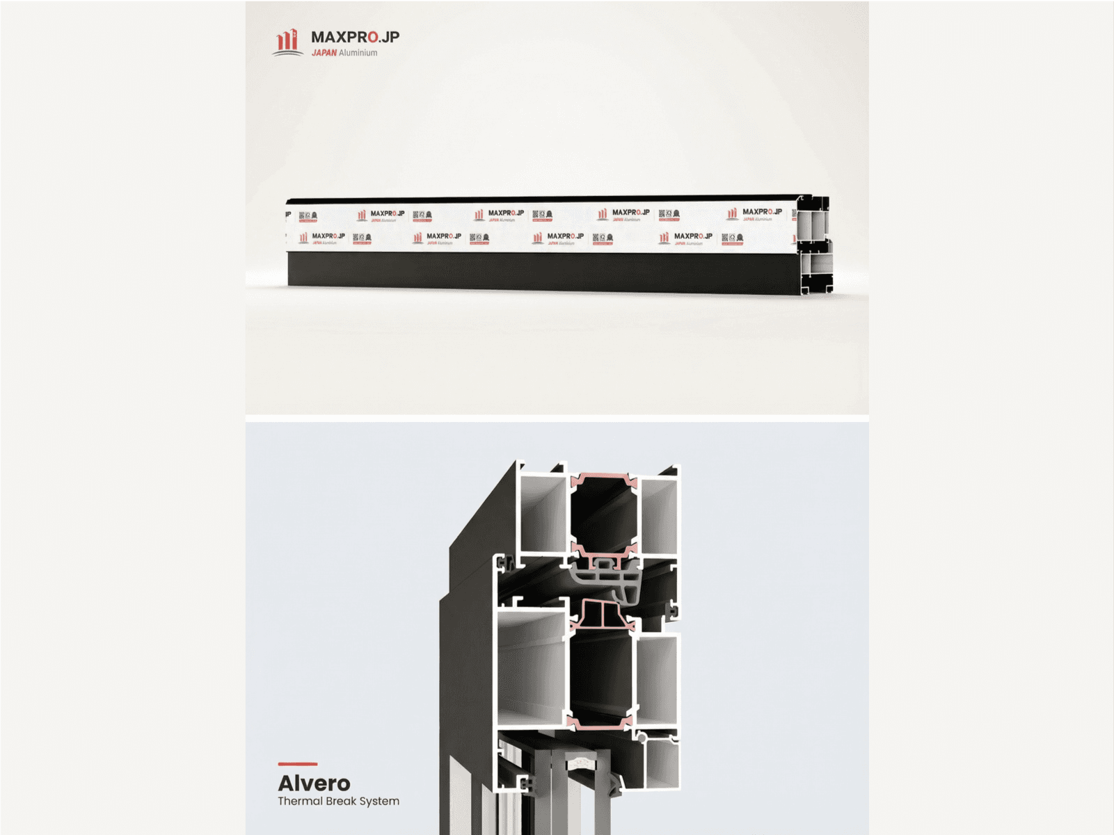 Aluminium profile and thermal break cross-section β engineering detail