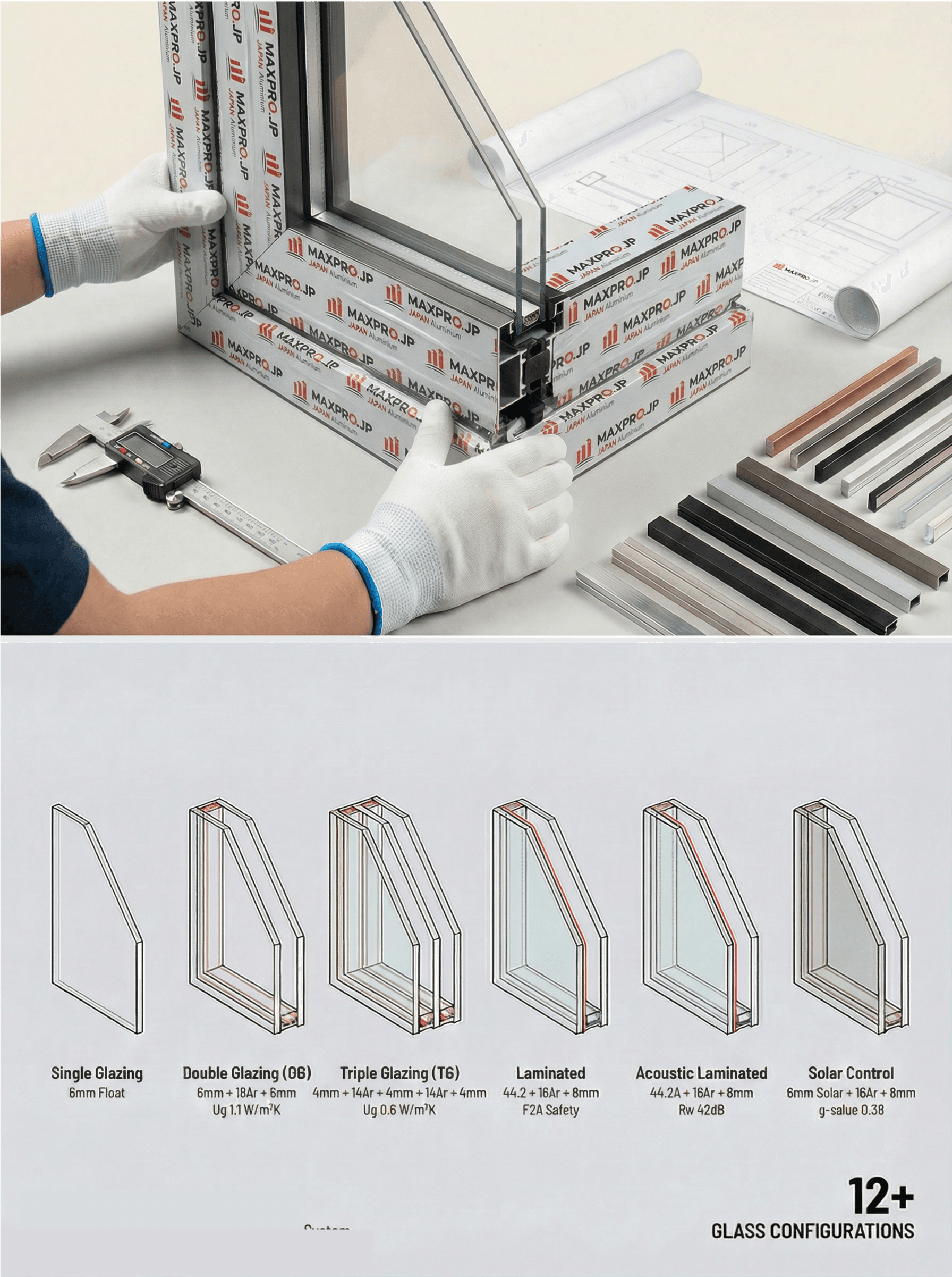 Glass configuration engineering drawing β manufacturing and 12+ glazing options